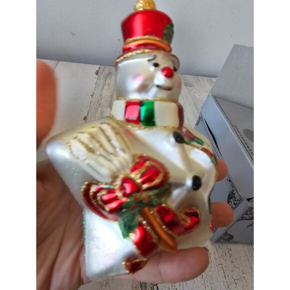 Polonaise star snowman ornament glass glitter gold red Kurt Adler Xmas tree - Picture 2 of 11